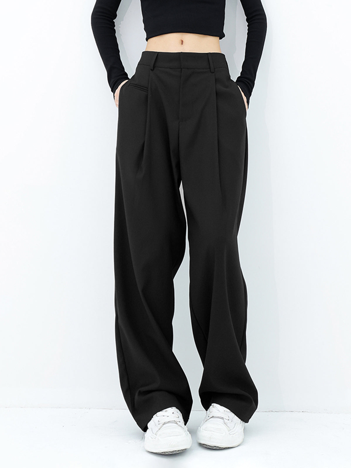 Basic Baggy Wide Leg Dress Pants - Chic Rio