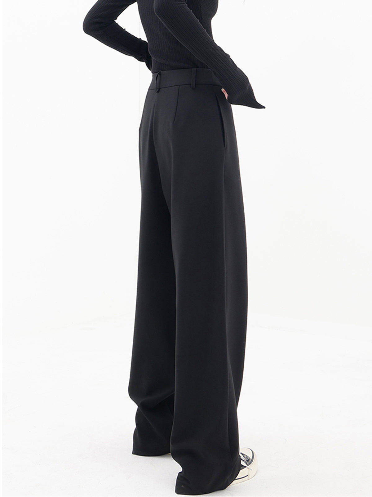 Asymmetrical Layer Button Wide Leg Dress Pants - Chic Rio