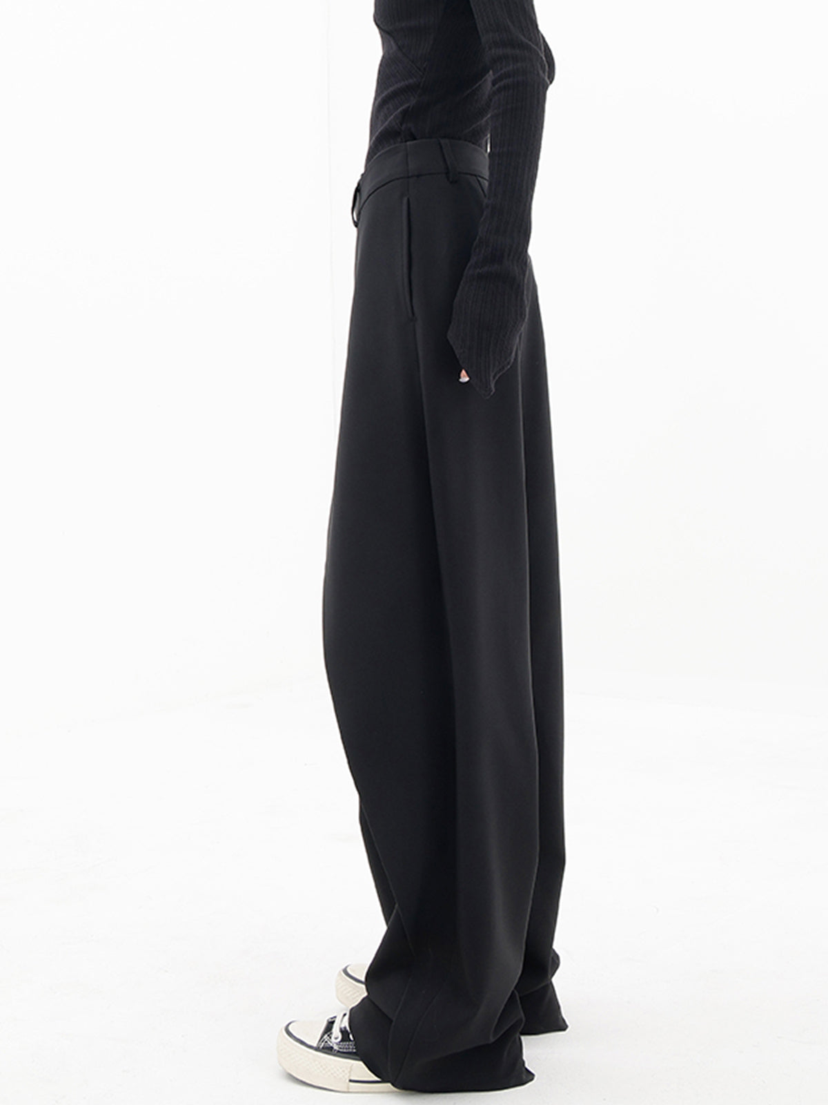 Asymmetrical Layer Button Wide Leg Dress Pants - Chic Rio