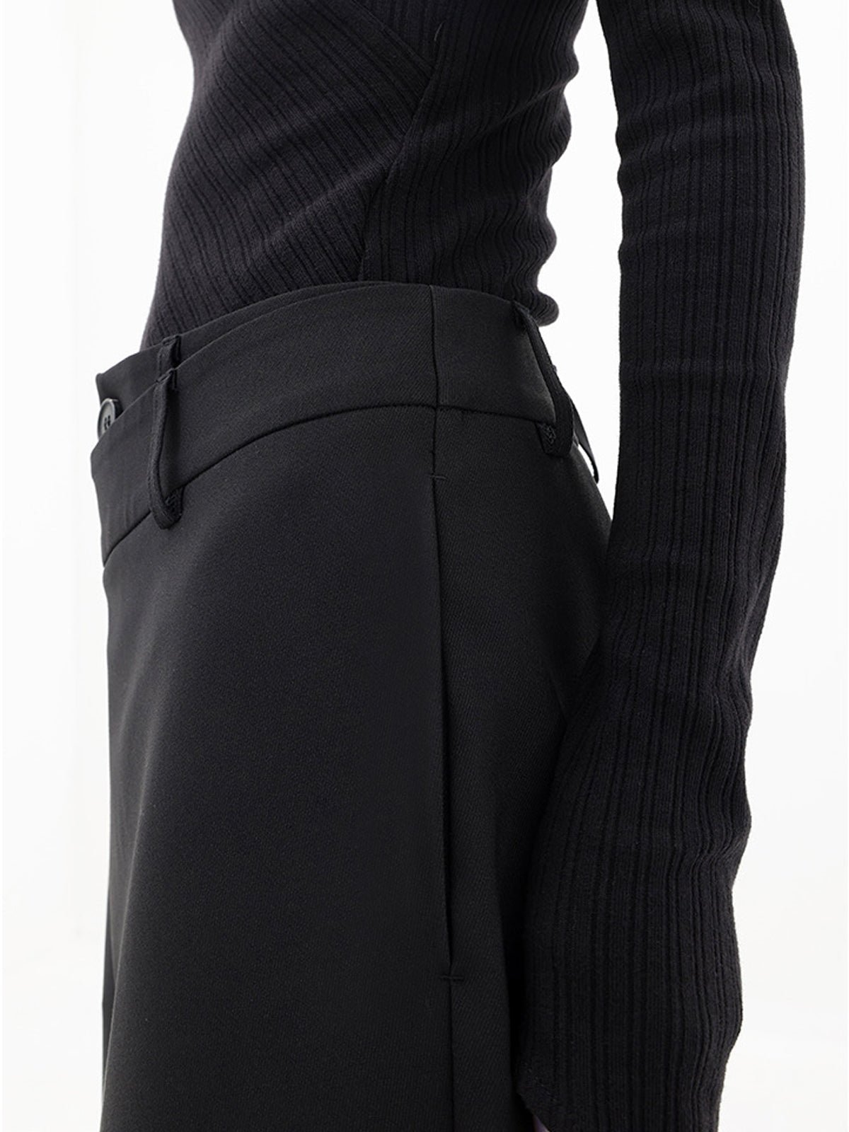 Asymmetrical Layer Button Wide Leg Dress Pants - Chic Rio