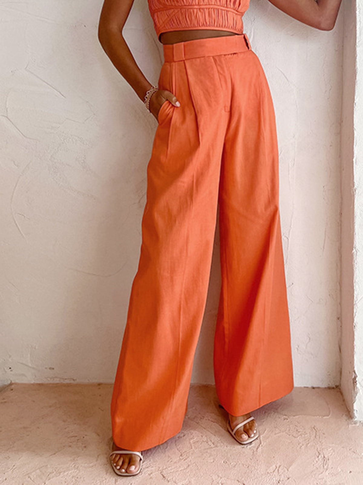Vitamin C Linen Cotton Wide Leg Pants - Chic Rio