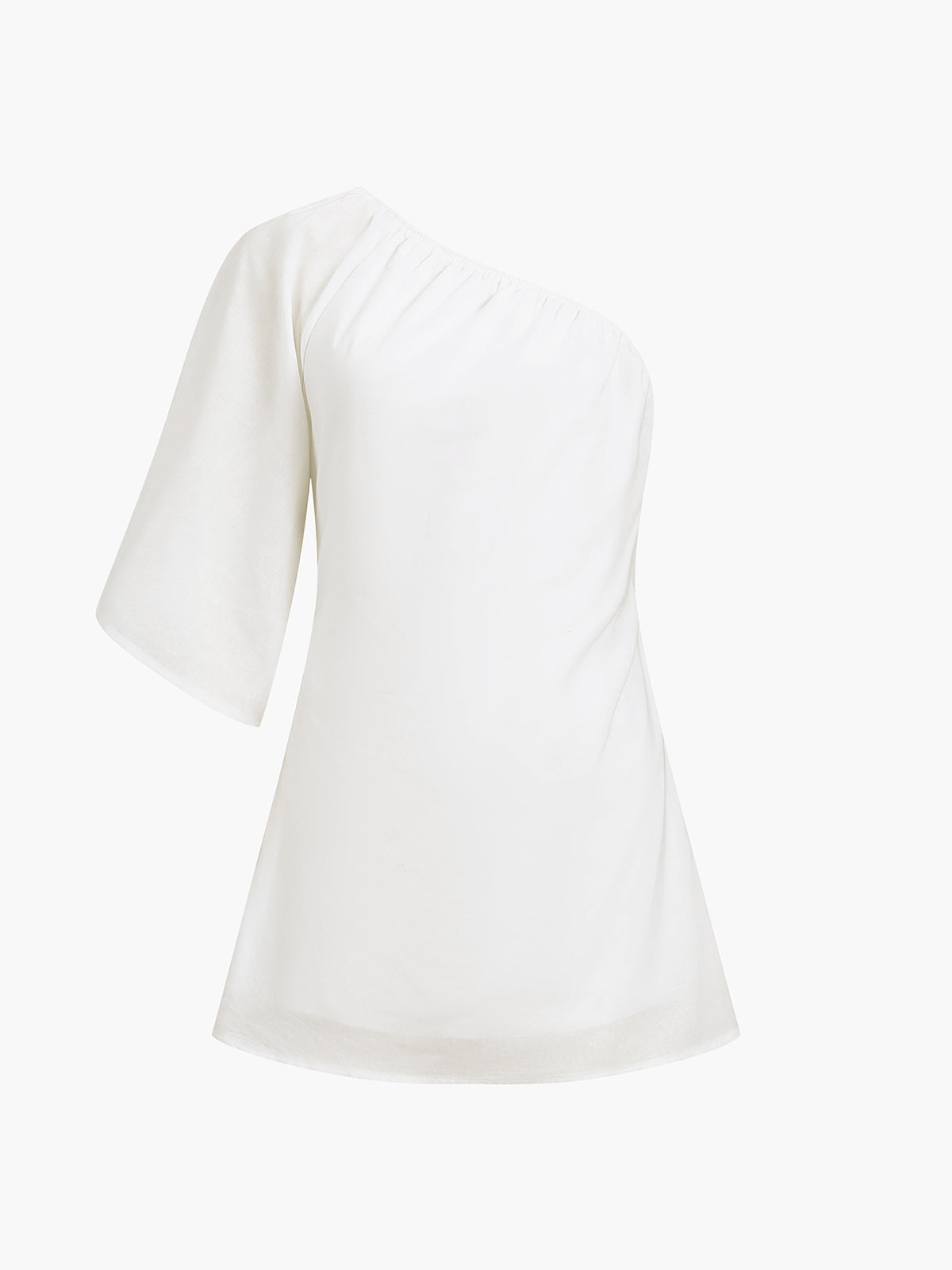 Aegean Cotton Linen One Sleeve Short Dress - Chic Rio