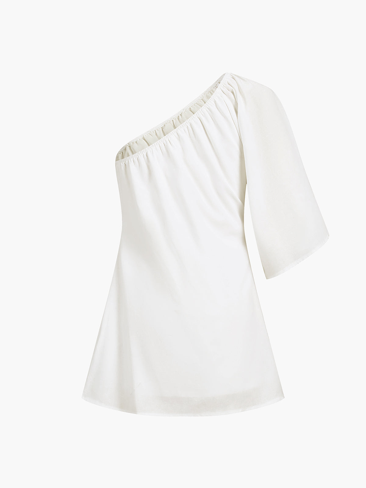 Aegean Cotton Linen One Sleeve Short Dress - Chic Rio