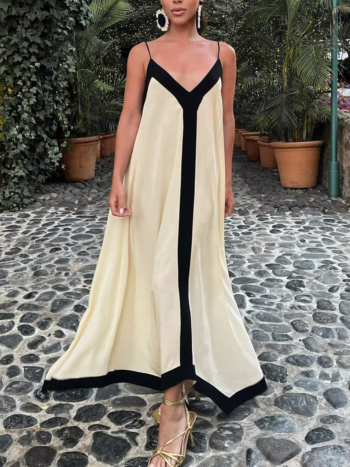 Sicily old money aesthetics slip long dress - Off-White - XL Sicily old money aesthetics slip long dress - Off-White - XL