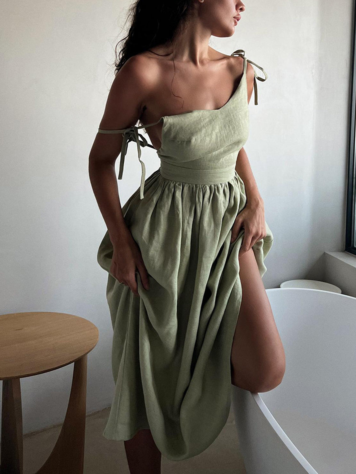 Cotton & Linen Backless Long Dress - Chic Rio
