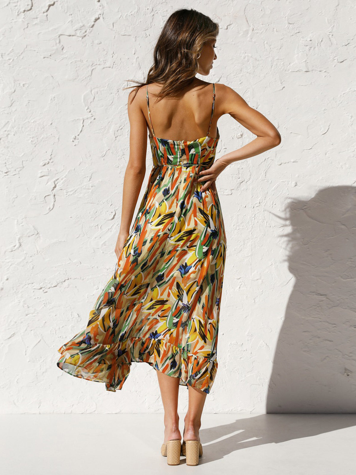 Multi Color Print Cami Midi Dress - Chic Rio