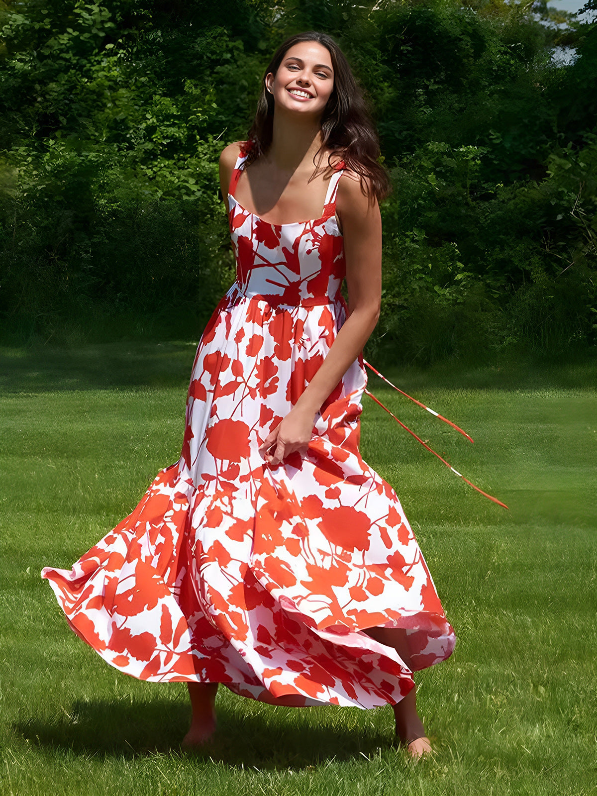 Blooming In Summer Floral Print Cami Long Dress - Chic Rio