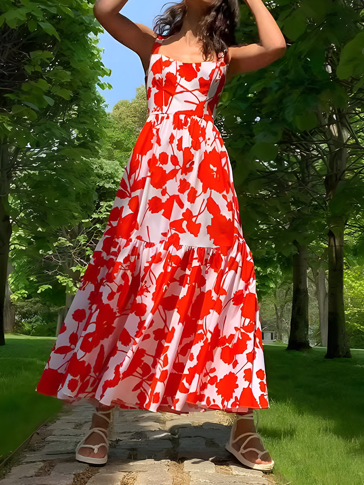 Blooming In Summer Floral Print Cami Long Dress - Chic Rio
