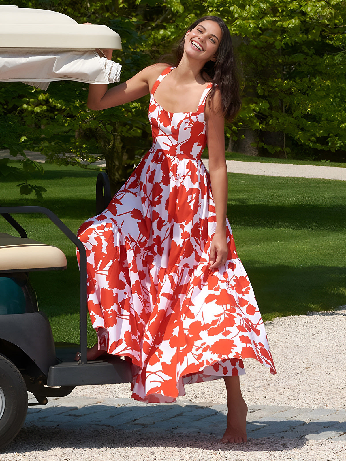 Blooming In Summer Floral Print Cami Long Dress - Chic Rio