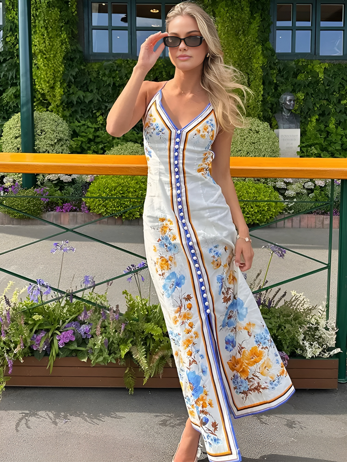 Casual Floral Printed Halter Long Dress - Chic Rio