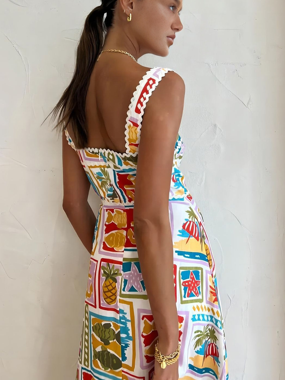 Graffiti Print Sleeveless Long Dress - Chic Rio