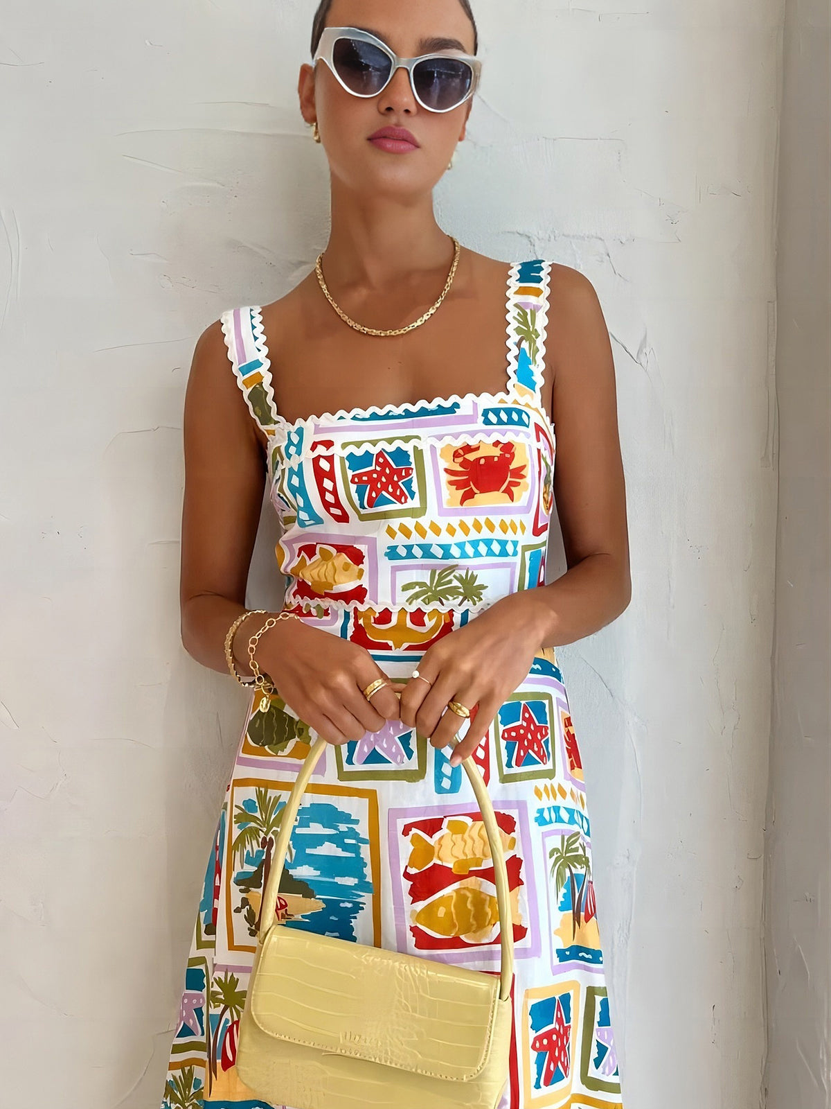 Graffiti Print Sleeveless Long Dress - Chic Rio