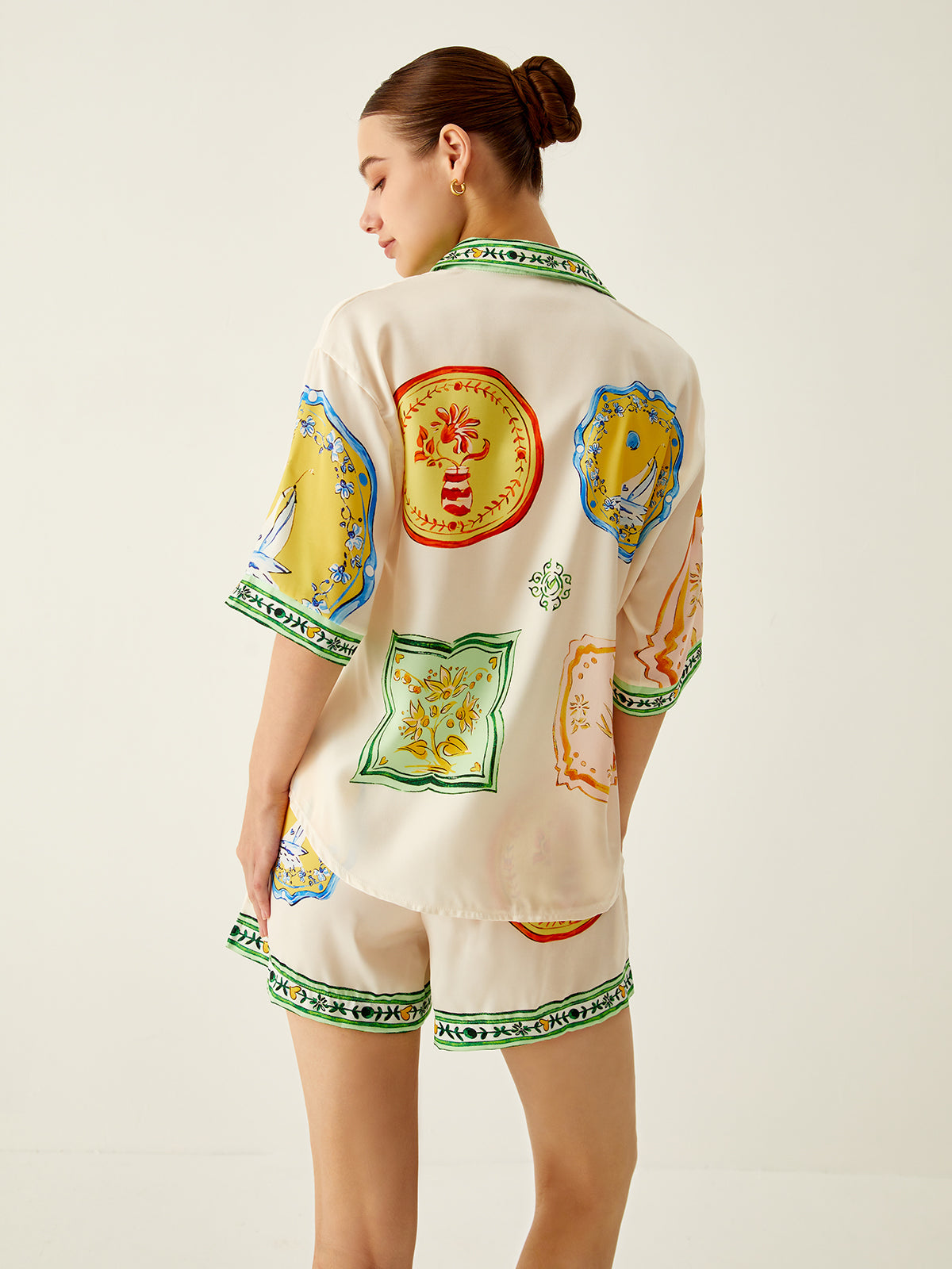 Loosen Printed Satin Shorts Set - Chic Rio