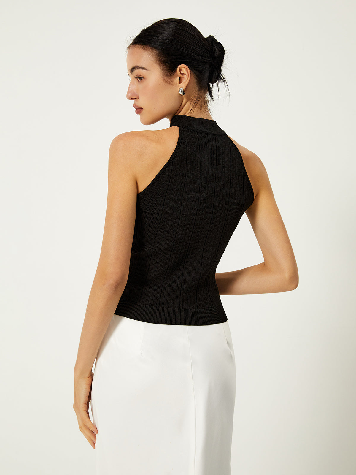 Asymmetrical Button Sweater Vest - Chic Rio