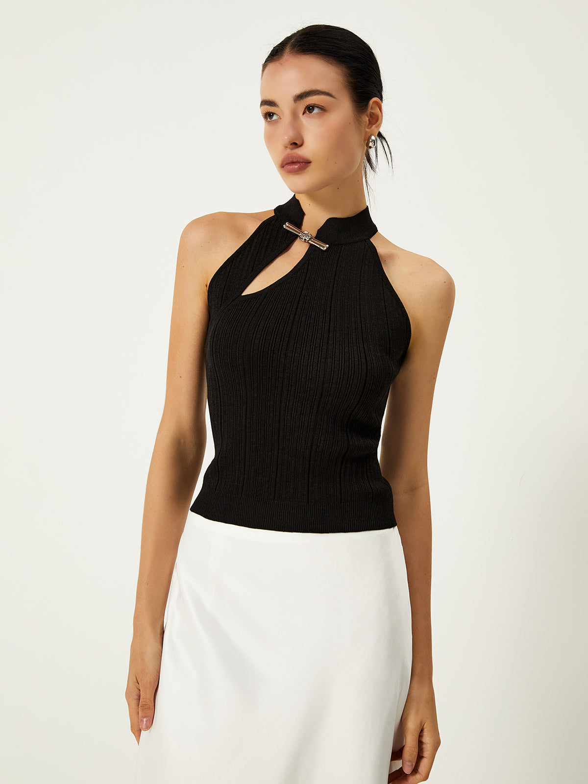 Asymmetrical Button Sweater Vest - Chic Rio