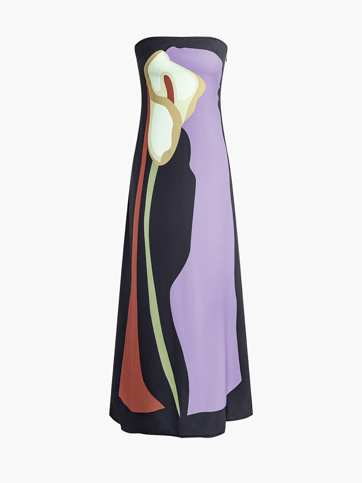Large Floral Print Split Tube Long Dress - Chic Rio