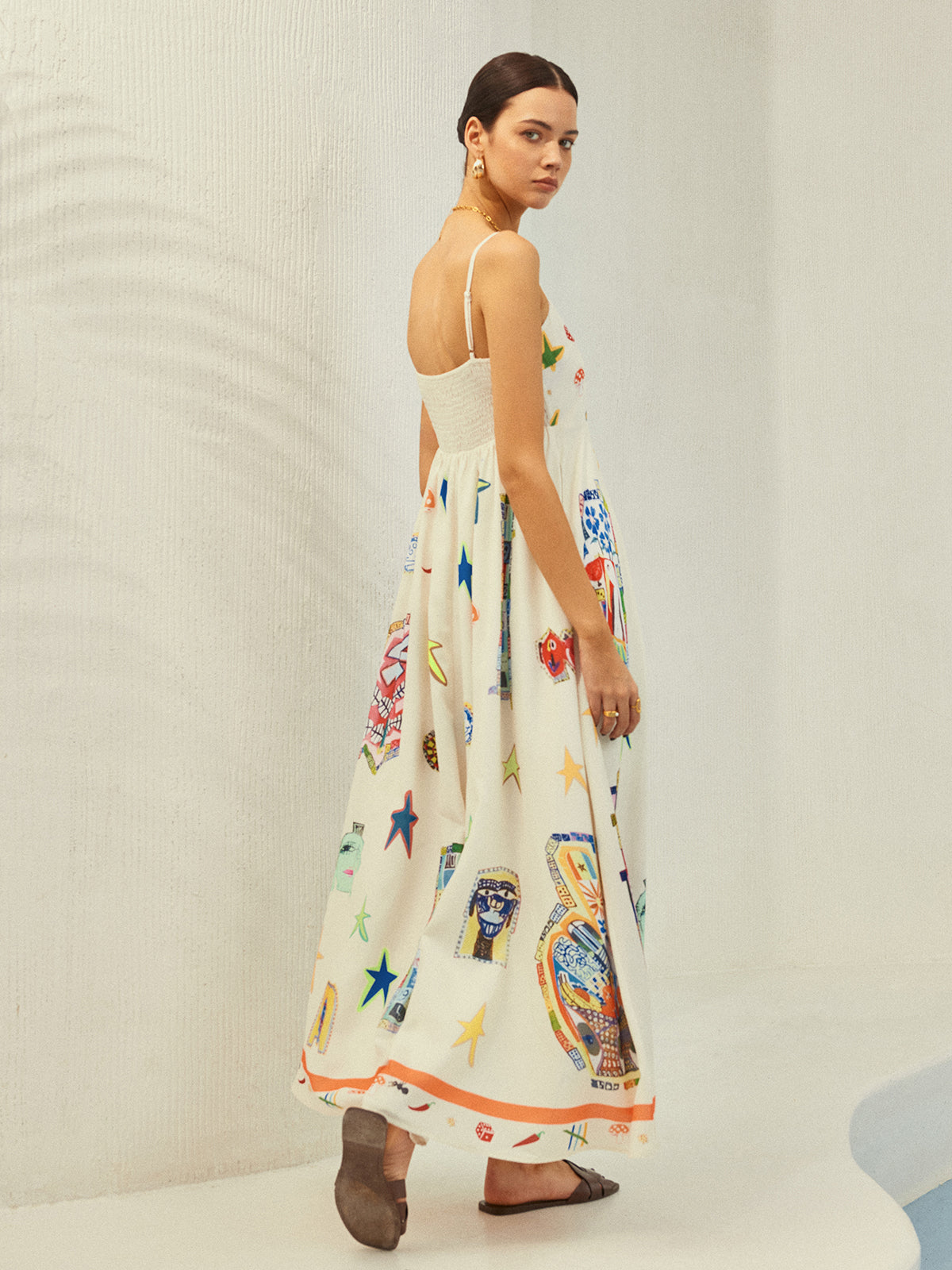 Adjustable Strap Print Dress With Pockets - Chic Rio