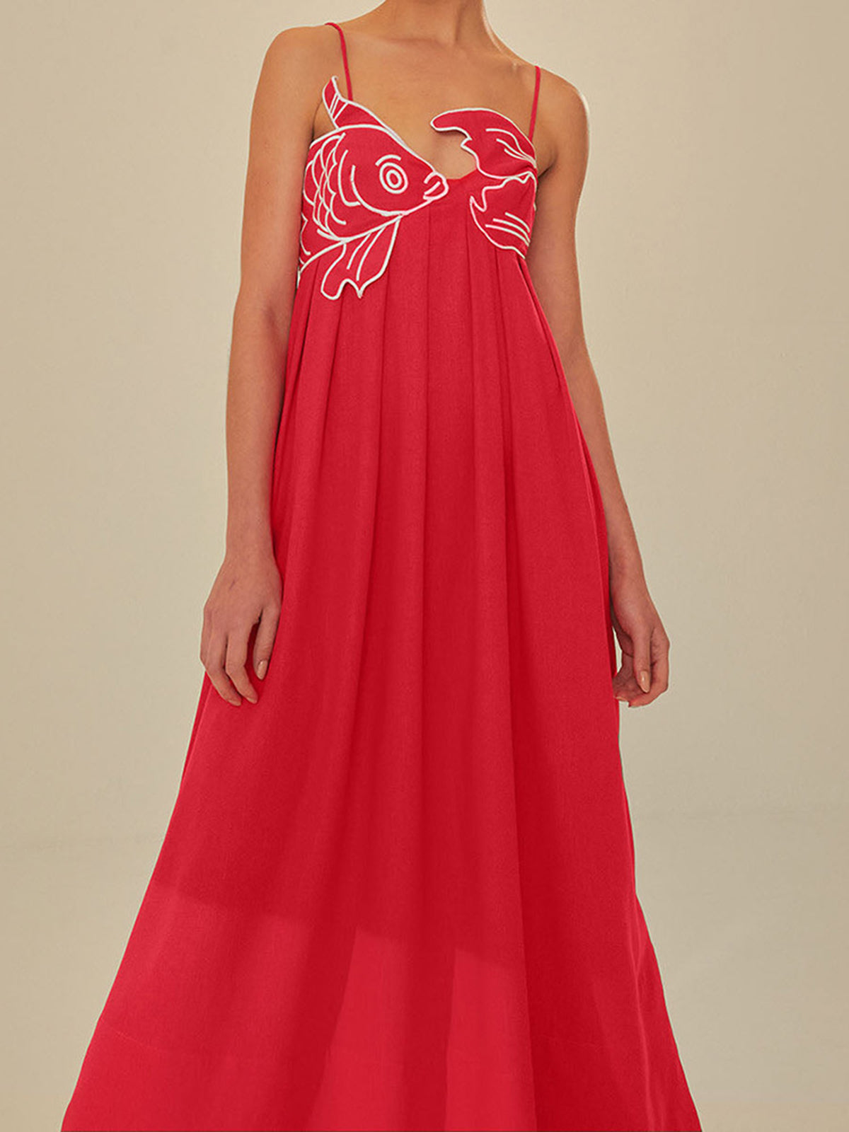 Embroidered Fish Semi-Sheer Cami Dress - Chic Rio