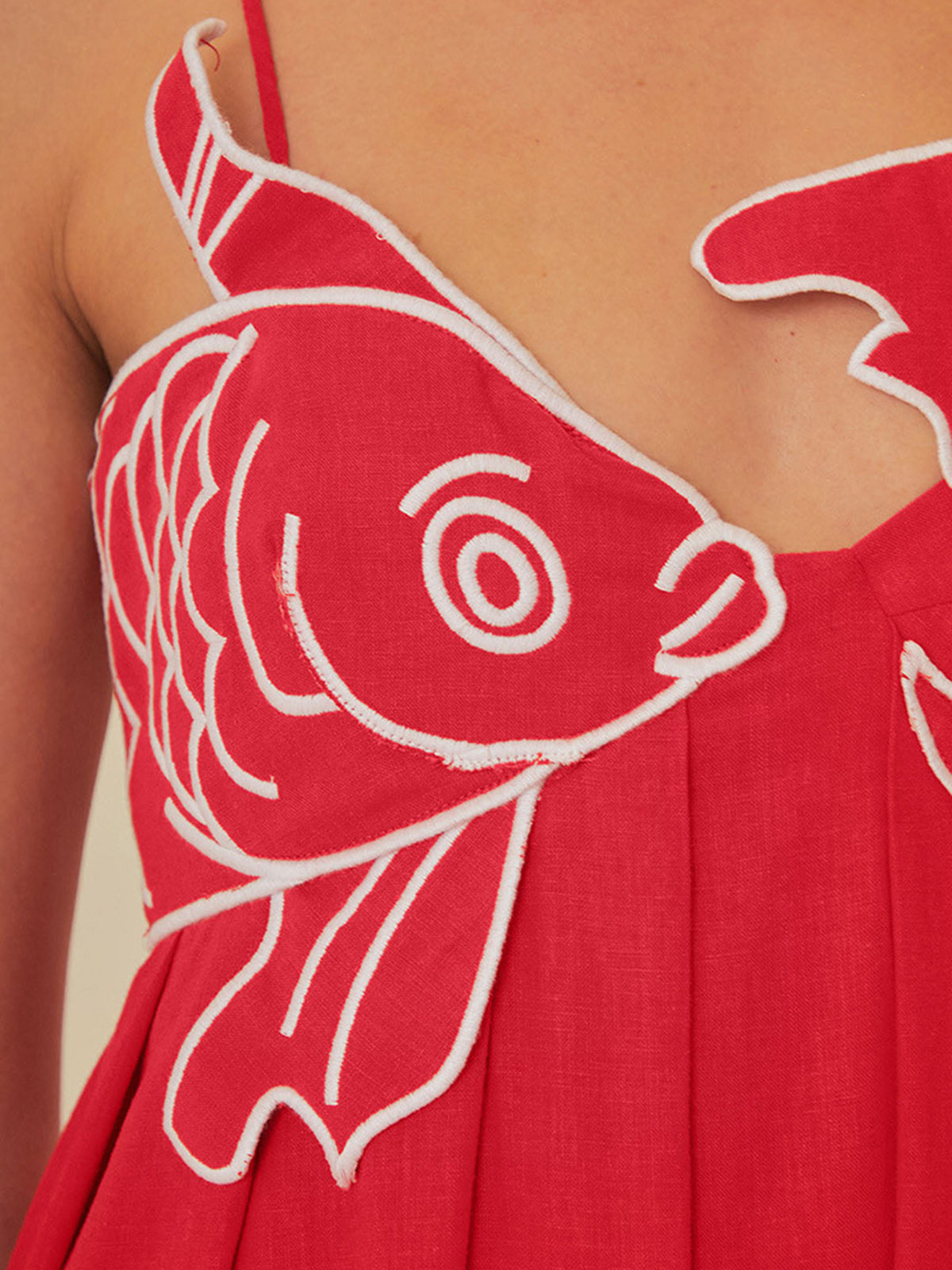 Embroidered Fish Semi-Sheer Cami Dress - Chic Rio