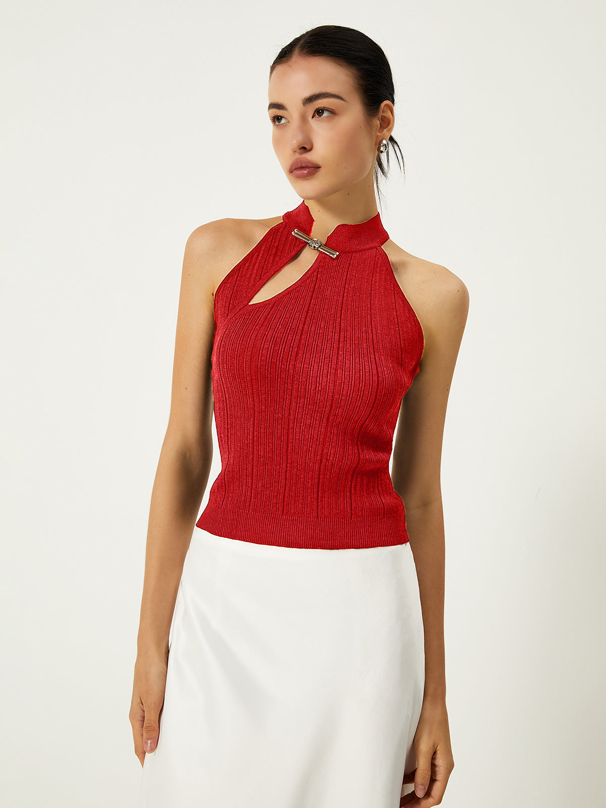 Asymmetrical Button Sweater Vest - Chic Rio
