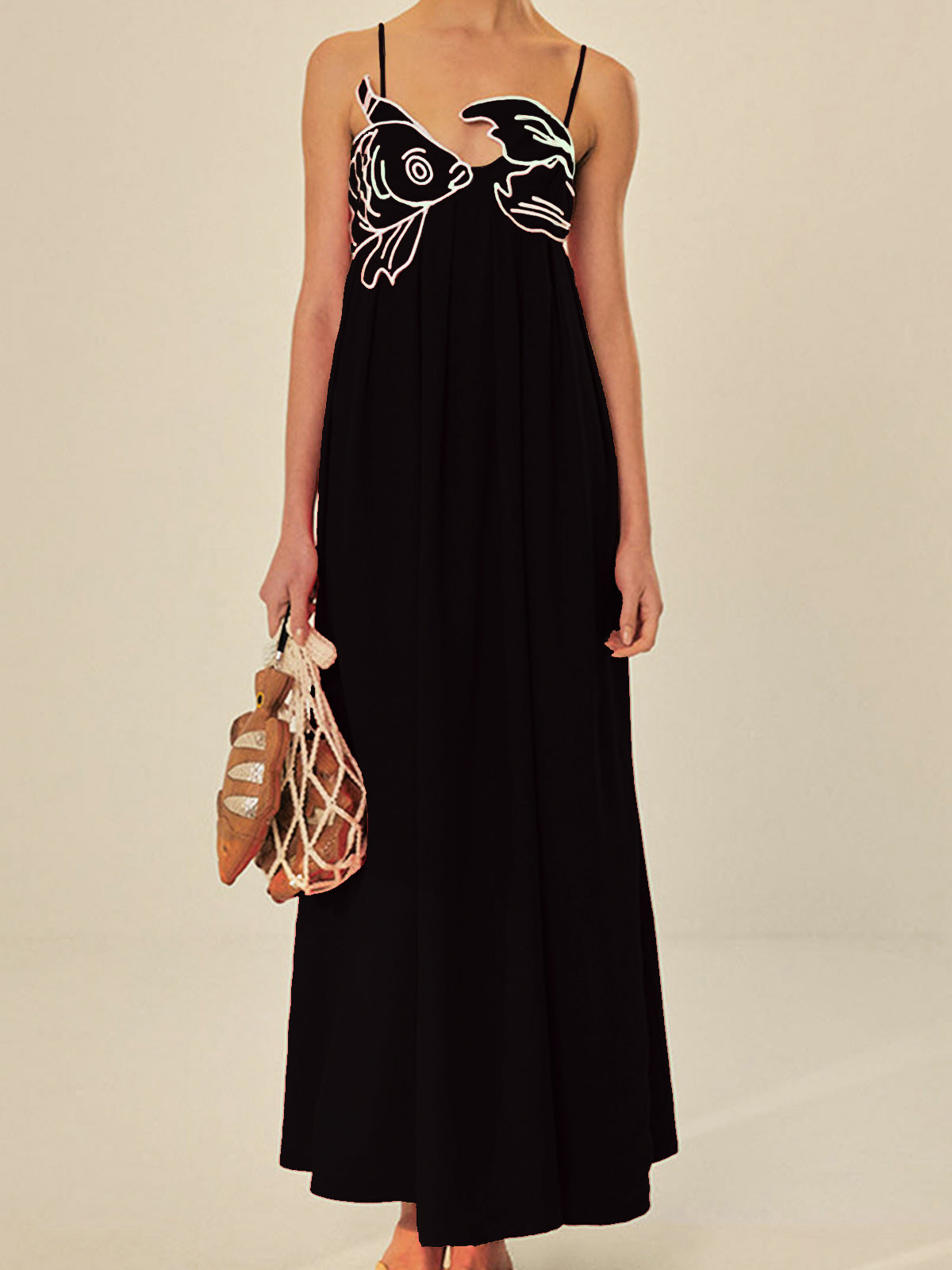 Embroidered Fish Semi-Sheer Cami Dress - Chic Rio
