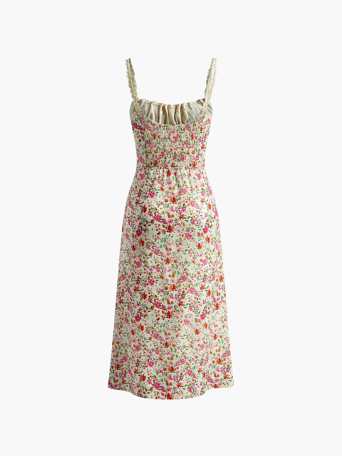 Floral Print Trim Cami Midi Dress - Chic Rio