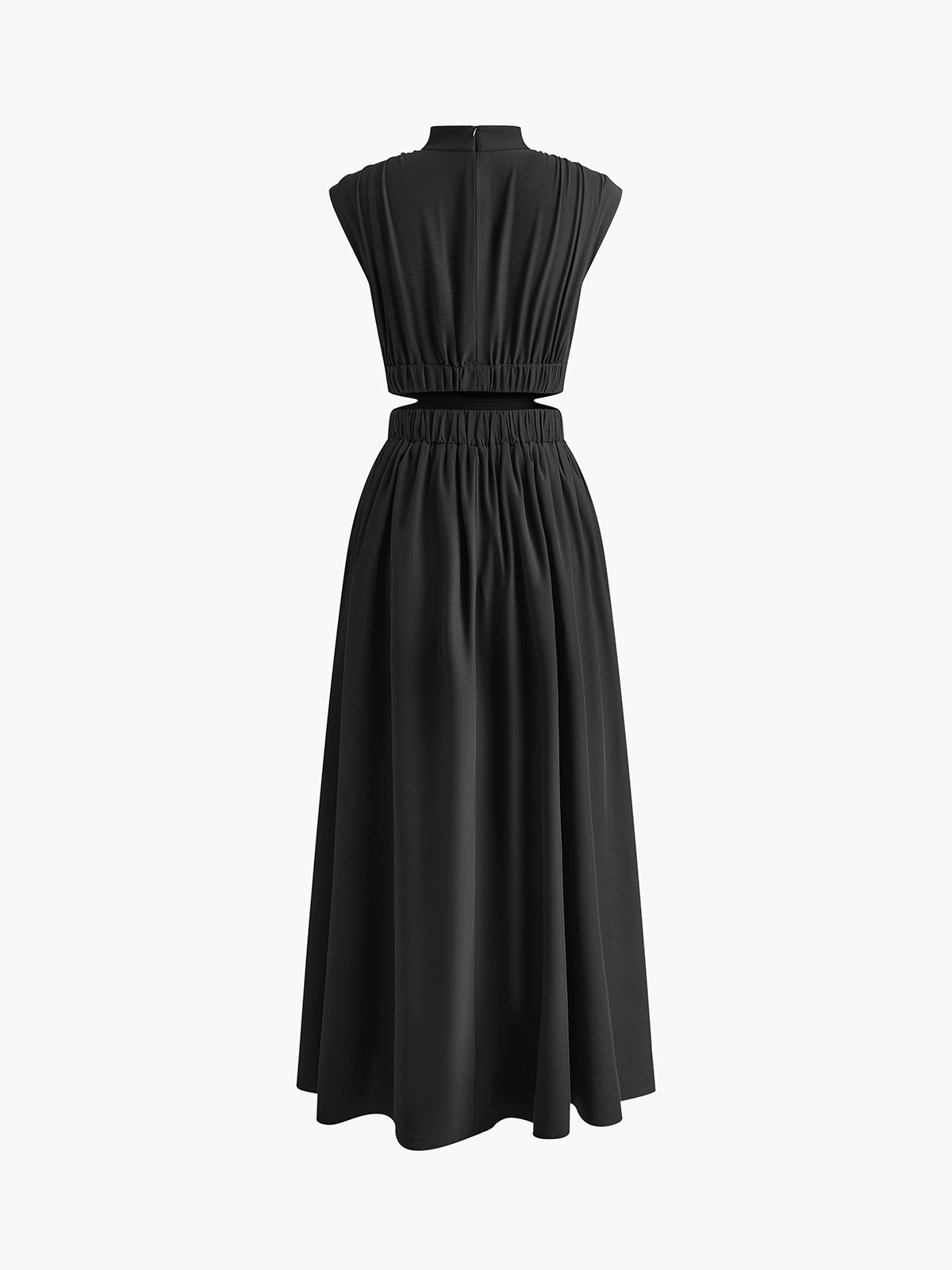 Mock Neck Cut Out Long Dress - Chic Rio