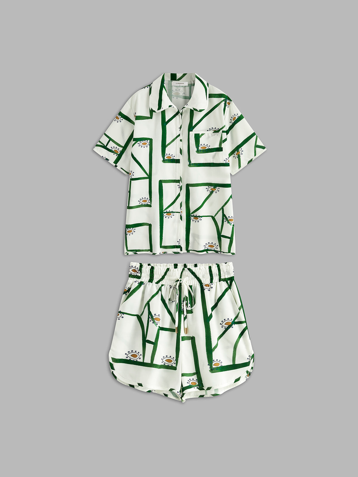 Print Drawstring Shorts Set - Chic Rio
