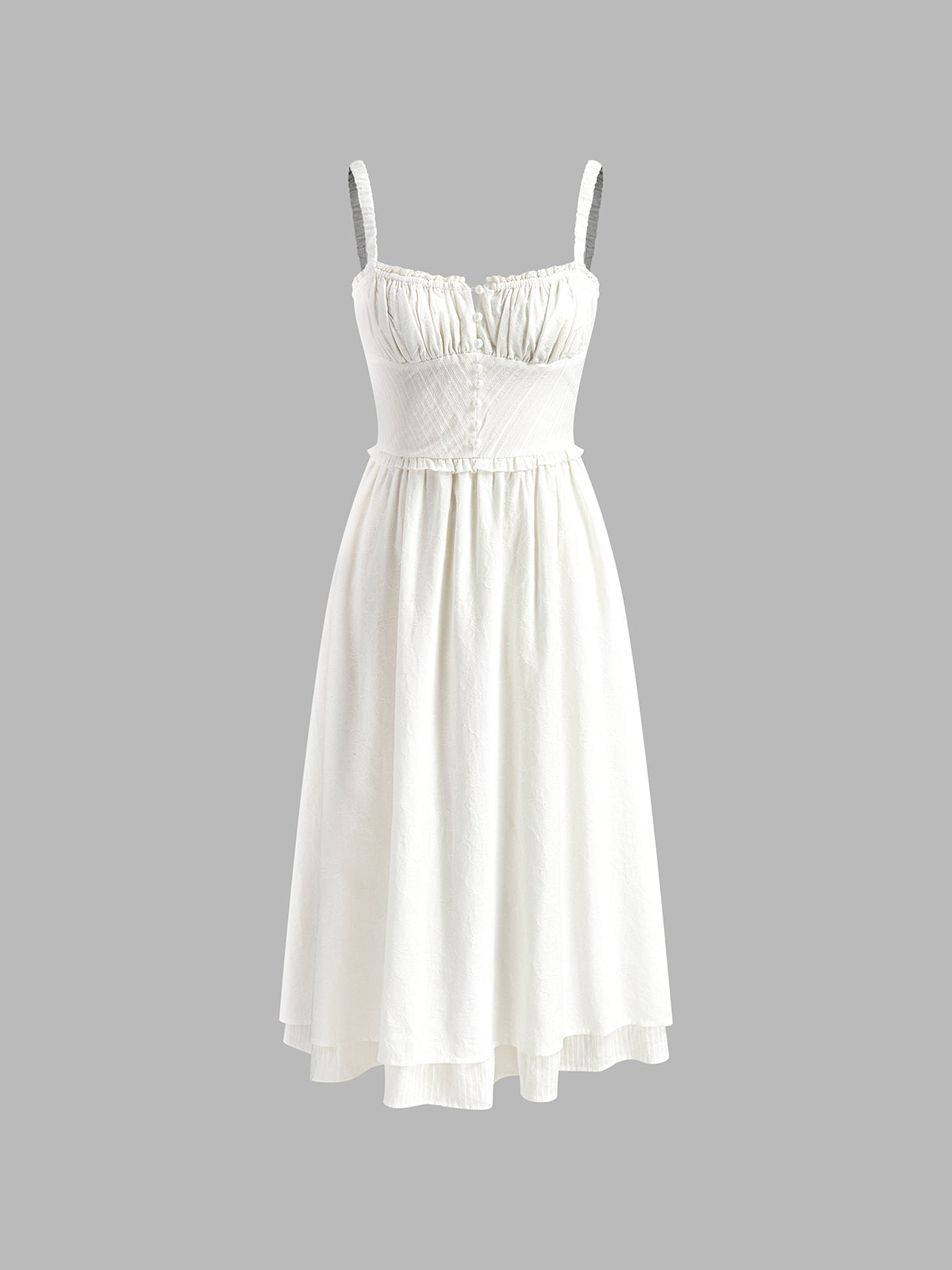 Ruffle Hem Cami Plain Midi Dress - Chic Rio