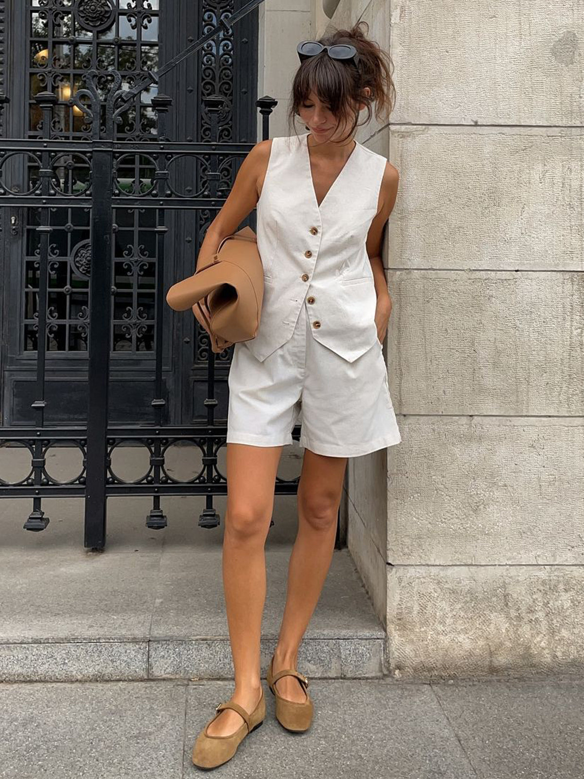 Cotton & Linen Pockets Shorts Set - Chic Rio