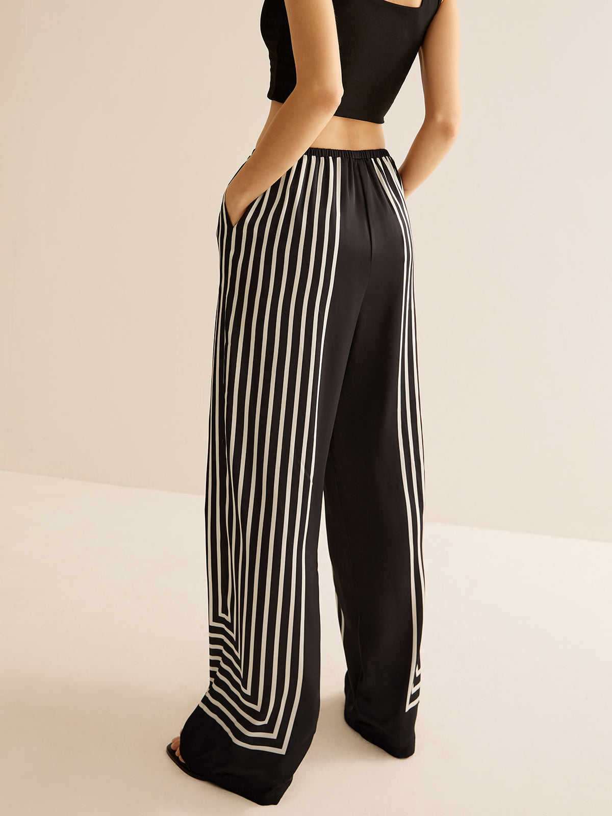 Geometric Pinstripe Satin Pants - Chic Rio