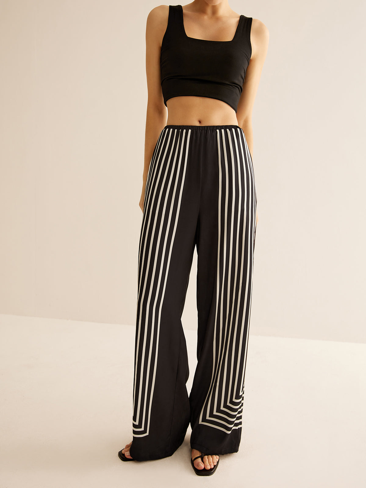 Geometric Pinstripe Satin Pants - Chic Rio
