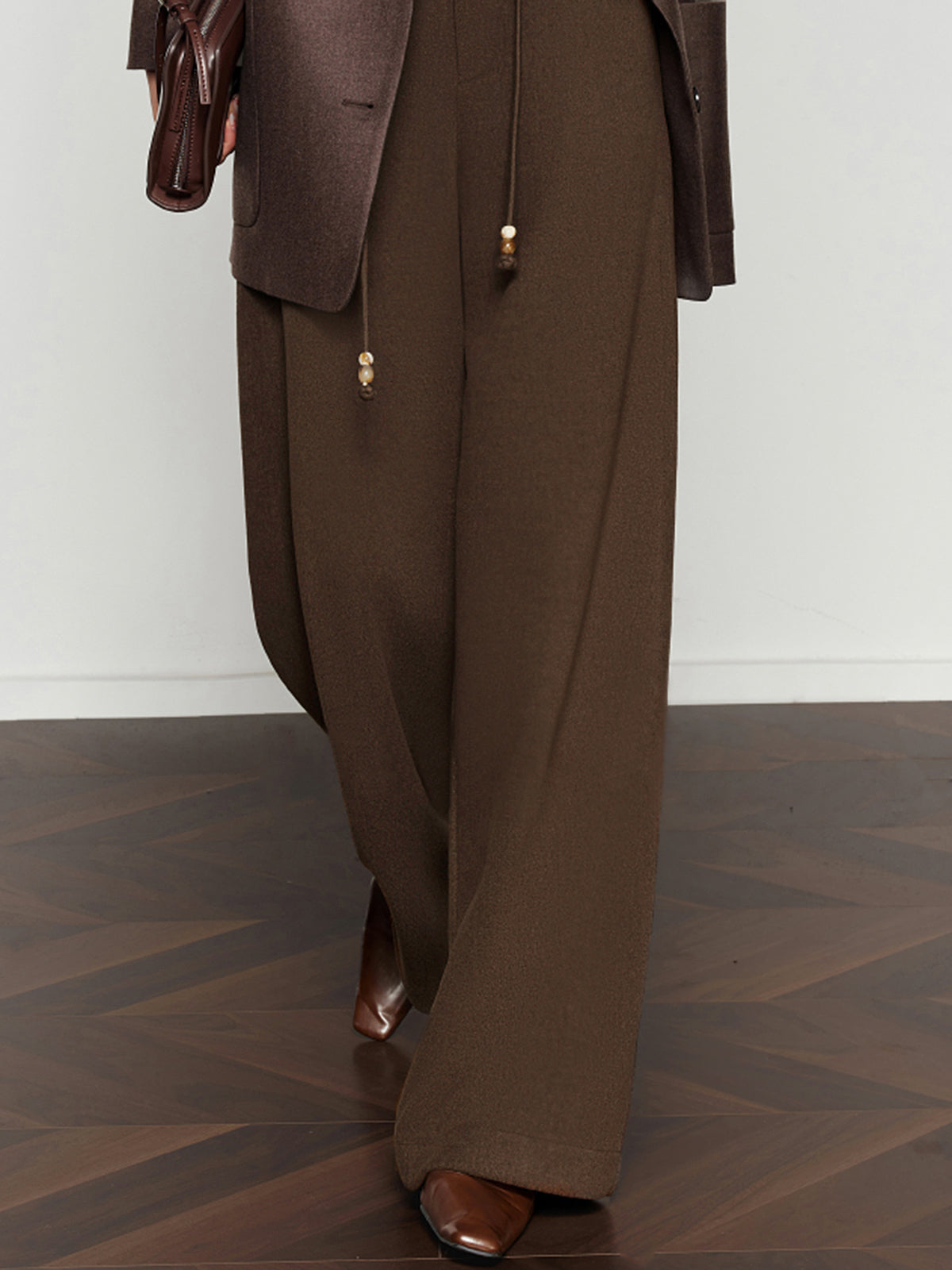 Drawstring Wide-Leg Draped Pants - Chic Rio