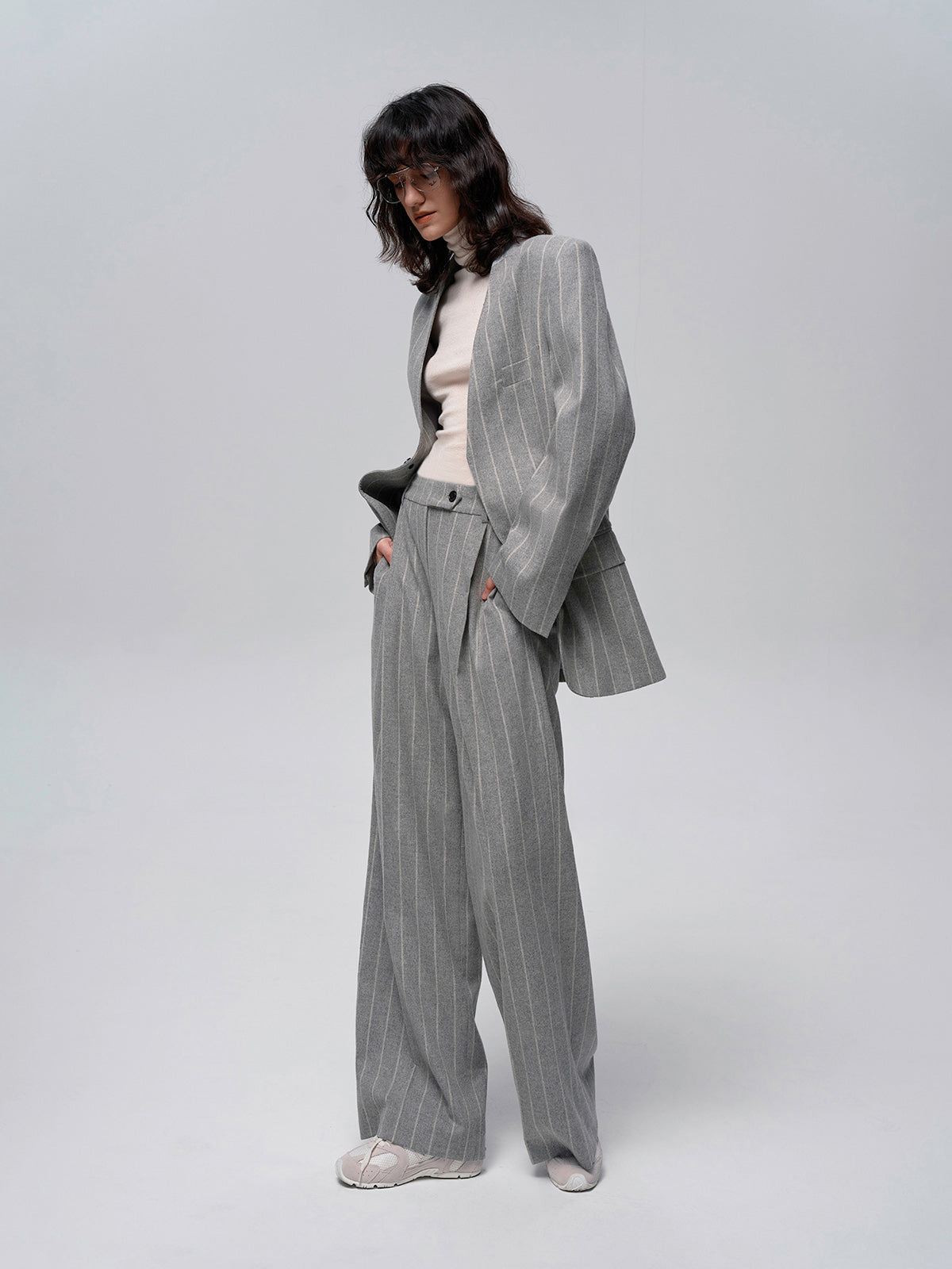 Wool-Blend Pinstripe Tweed Pants - Chic Rio