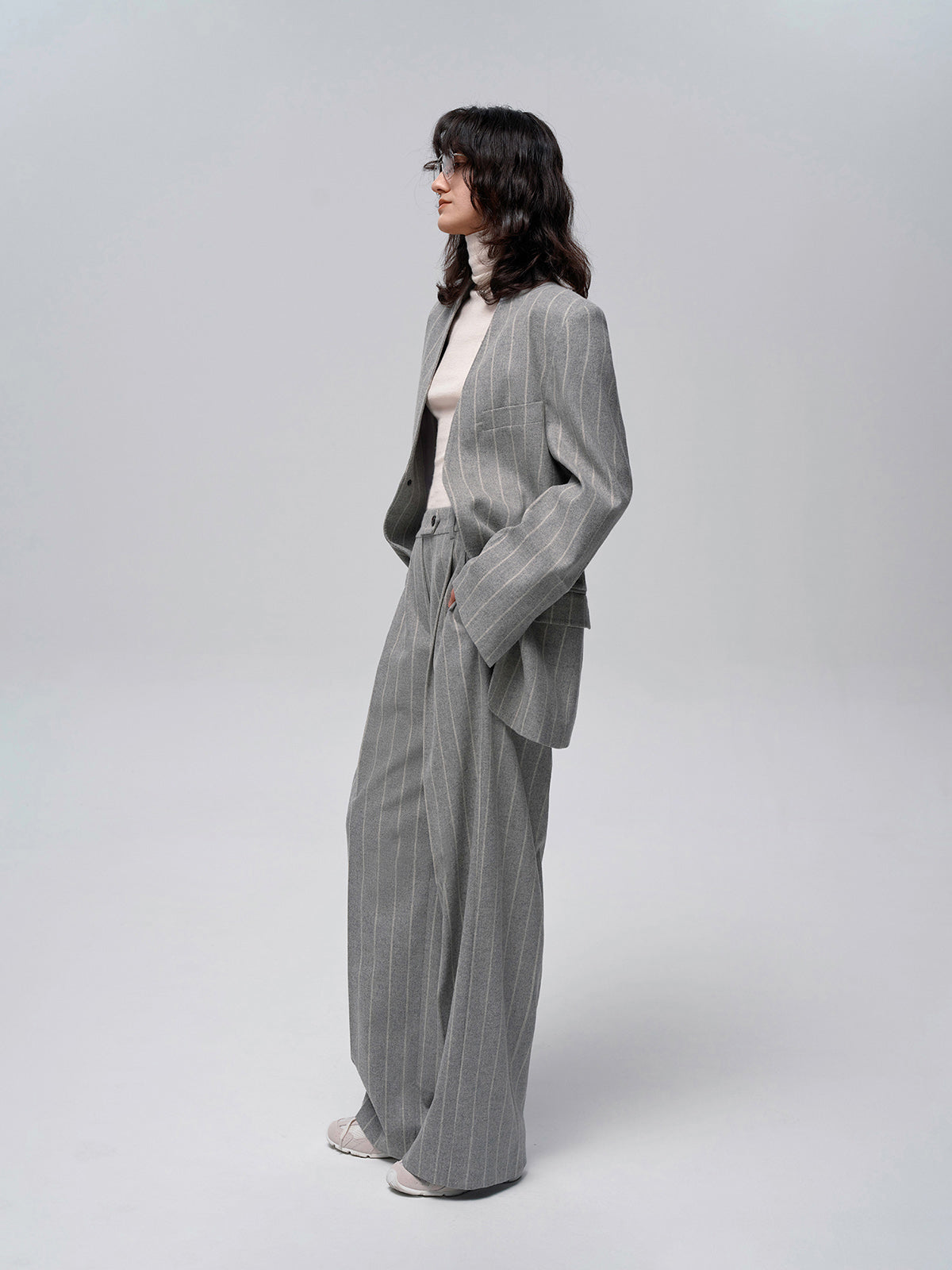 Wool-Blend Pinstripe Tweed Pants - Chic Rio