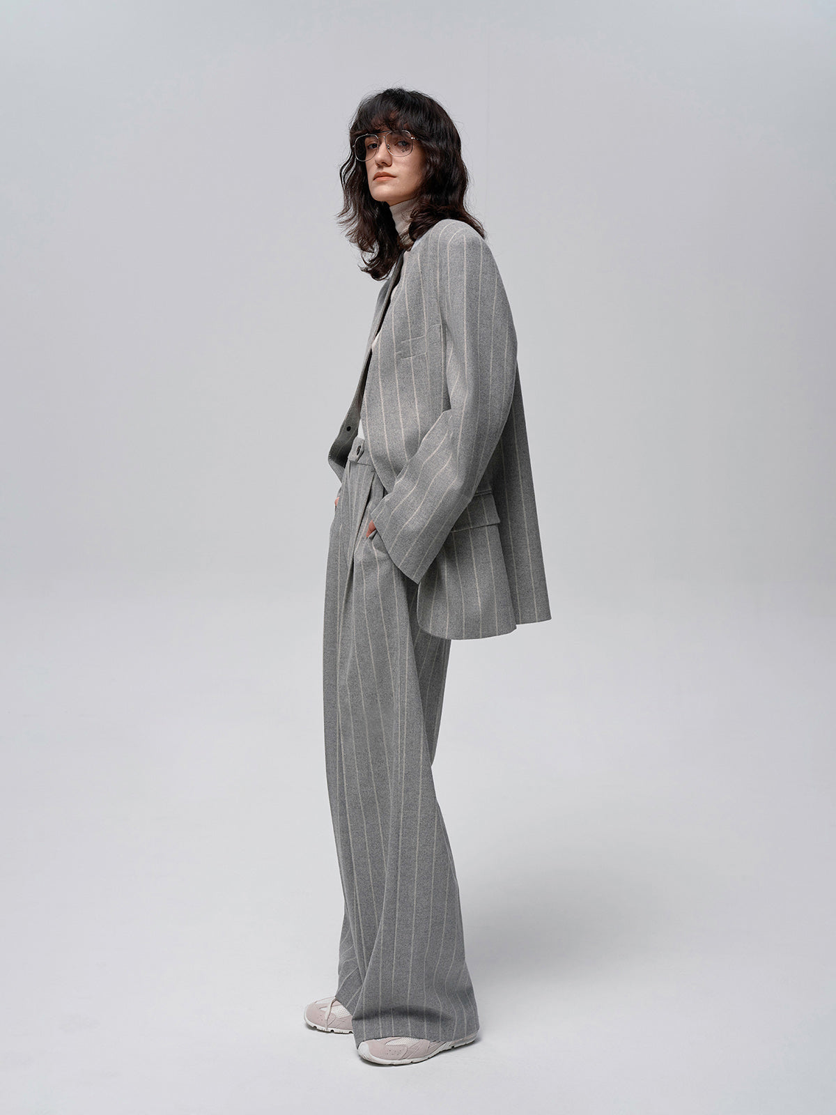 Wool-Blend Pinstripe Tweed Pants - Chic Rio