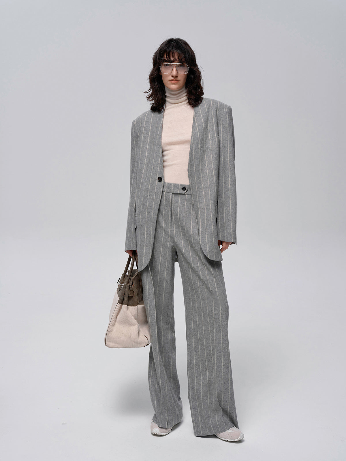 Wool-Blend Pinstripe Tweed Pants - Chic Rio