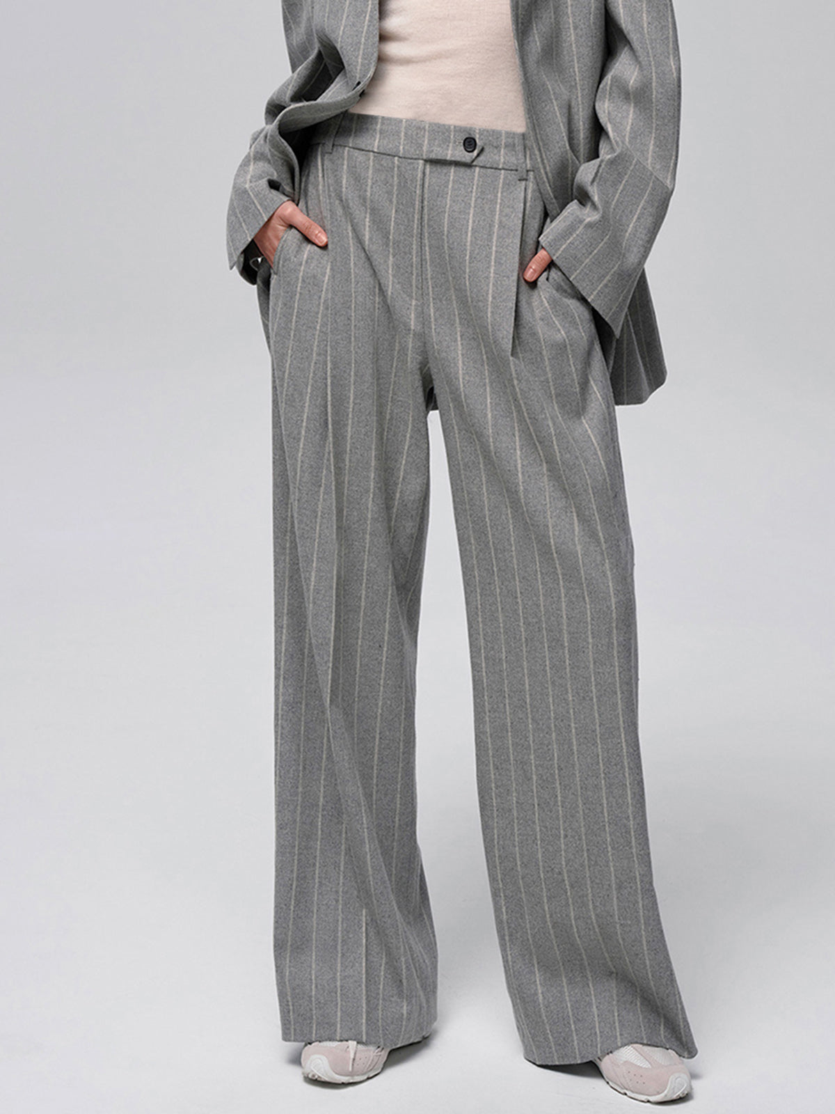 Wool-Blend Pinstripe Tweed Pants - Chic Rio