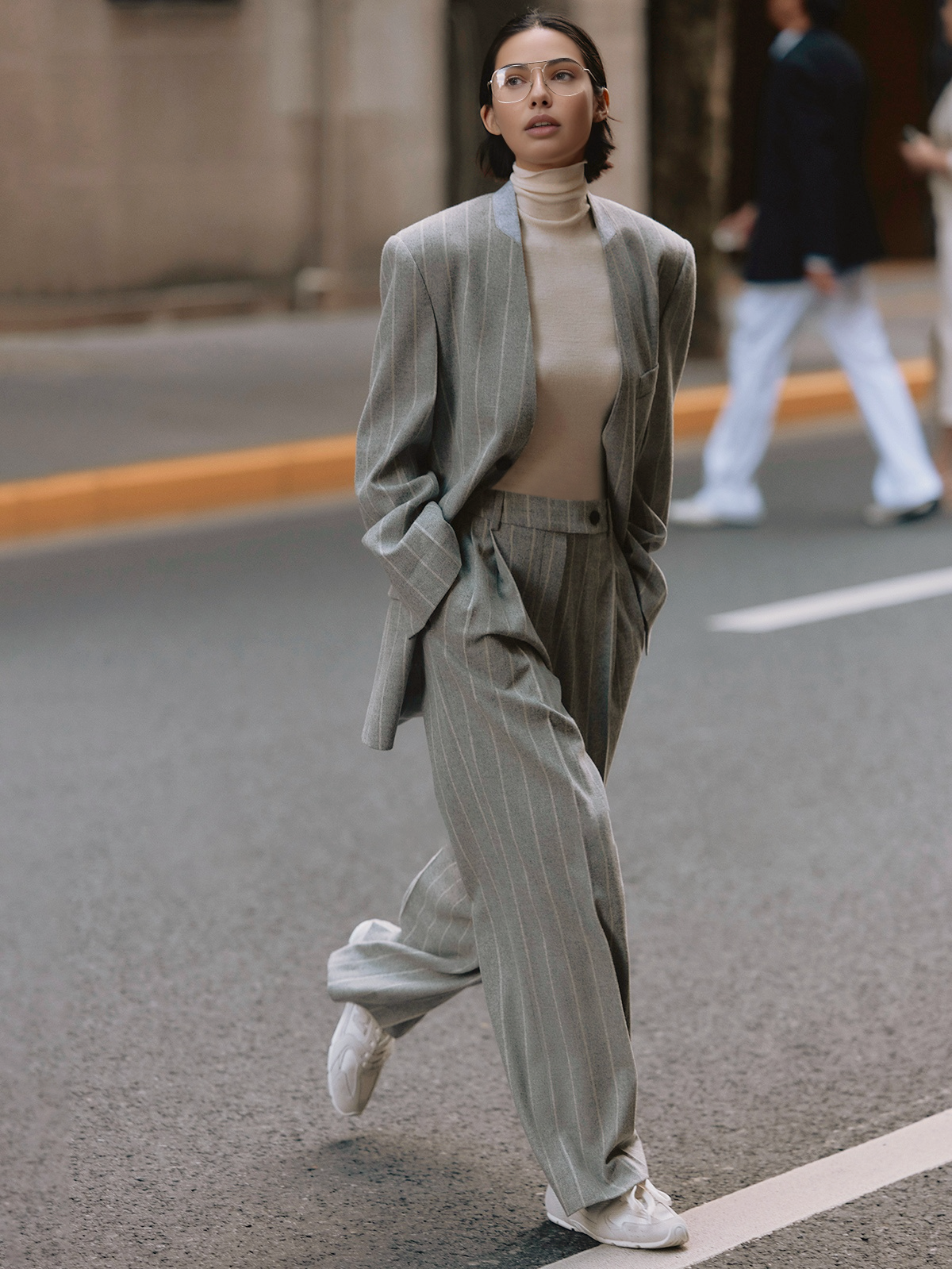 Wool-Blend Pinstripe Tweed Pants - Chic Rio