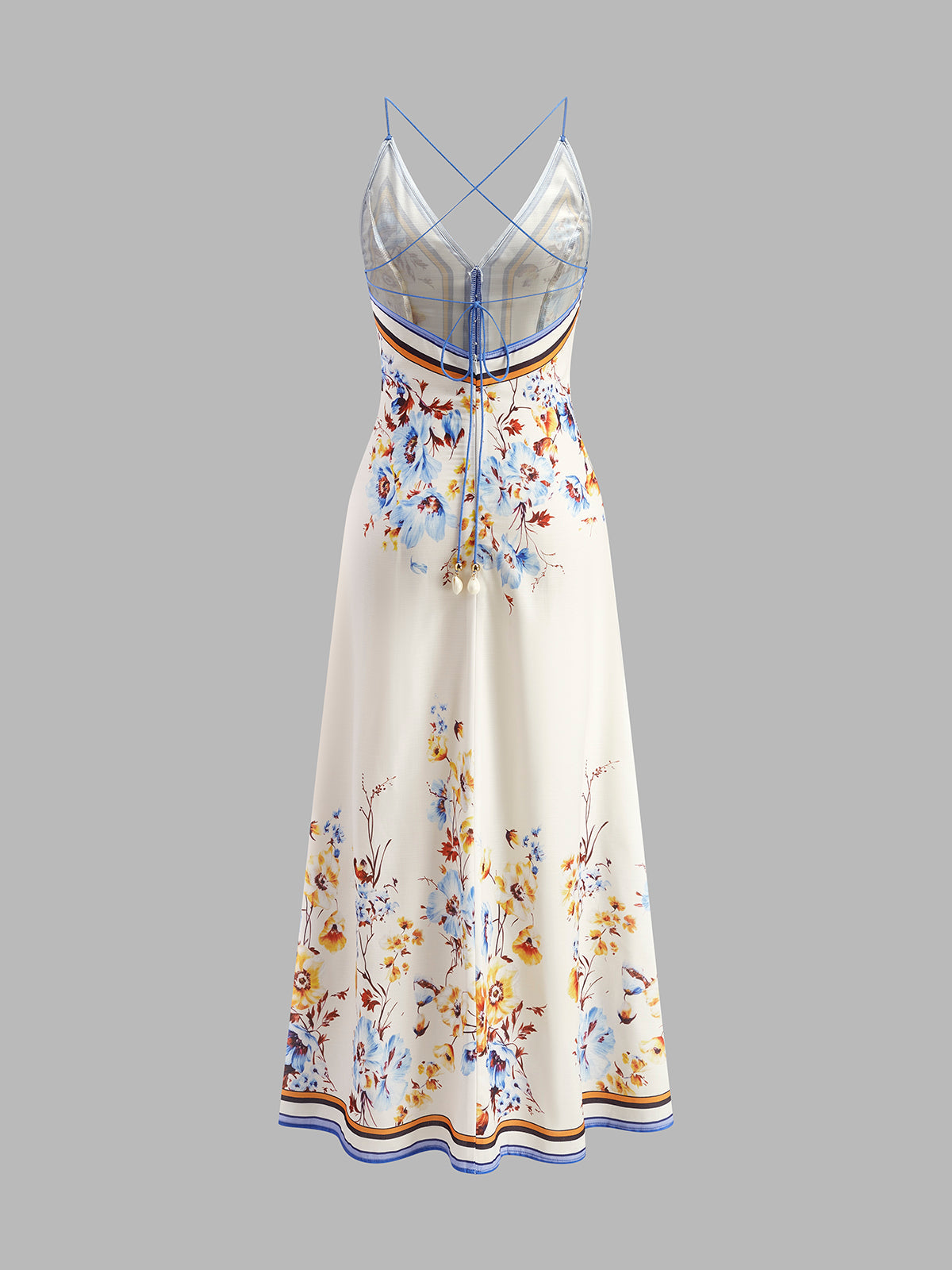Casual Floral Printed Halter Long Dress - Chic Rio