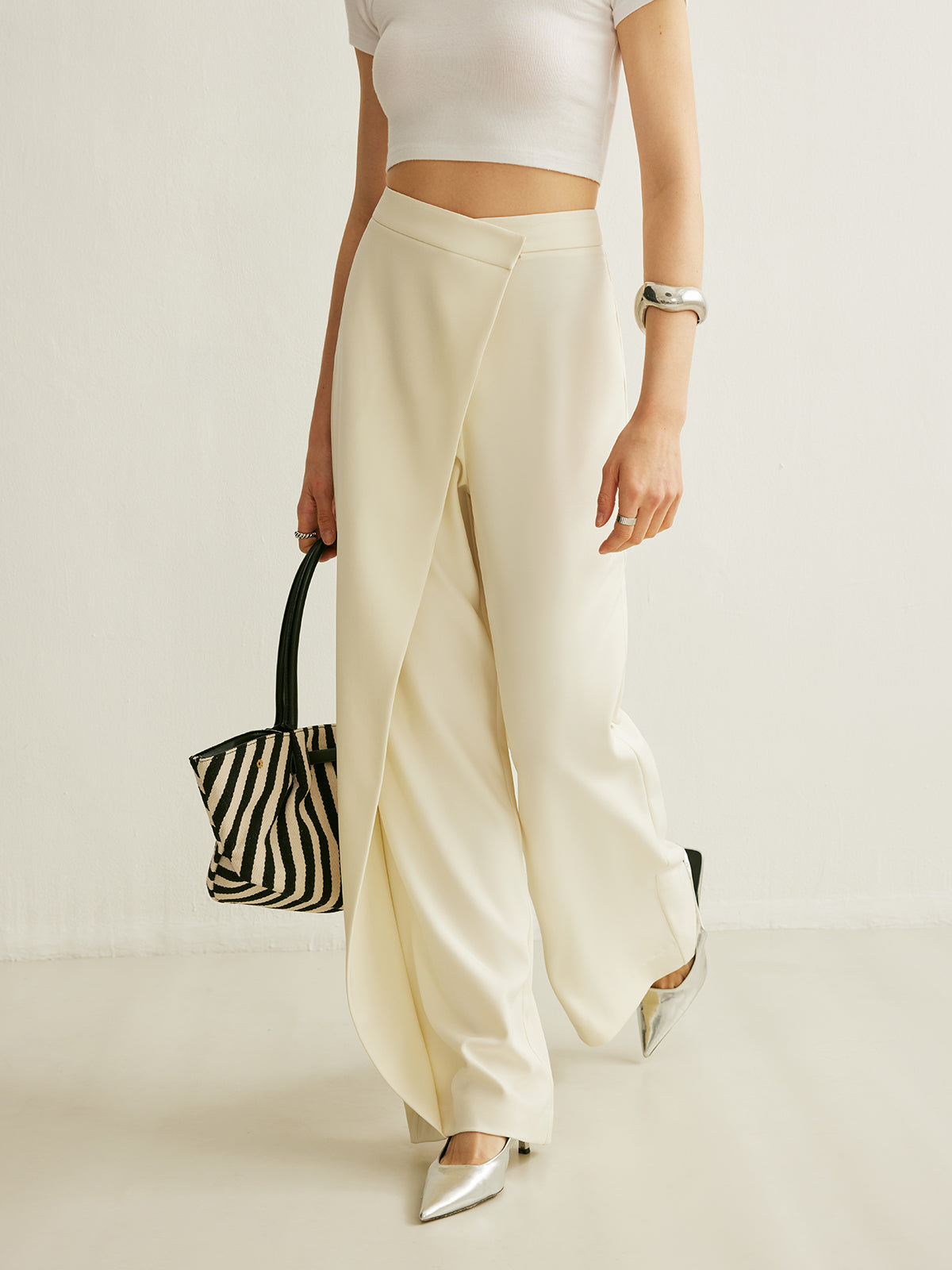 Asymmetrical Cross Wrap High-Waist Pants - Chic Rio