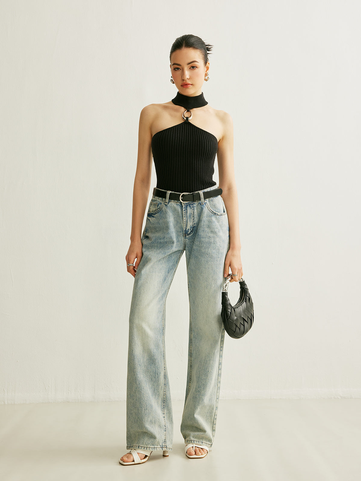 Ring Detail Ribbed Halter Top - Chic Rio