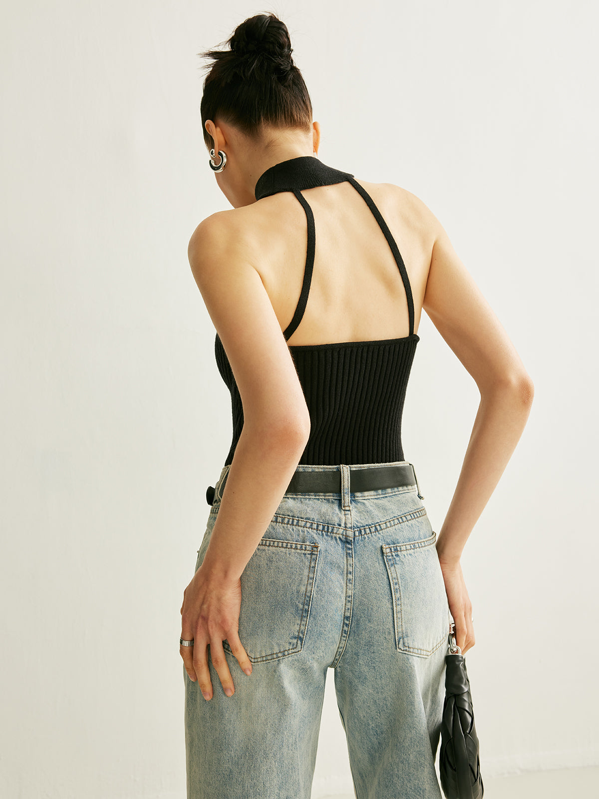 Ring Detail Ribbed Halter Top - Chic Rio