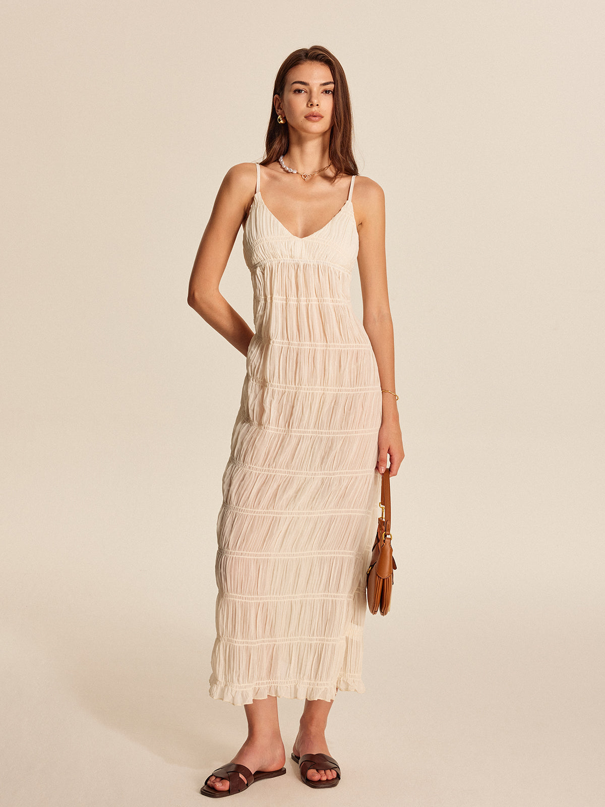 Semi-Sheer Strappy Pleated Dress - Chic Rio