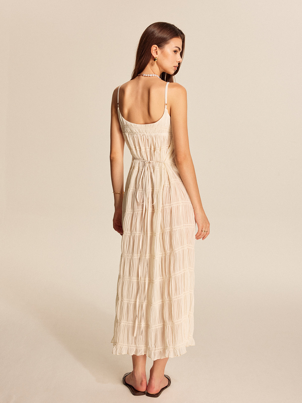 Semi-Sheer Strappy Pleated Dress - Chic Rio