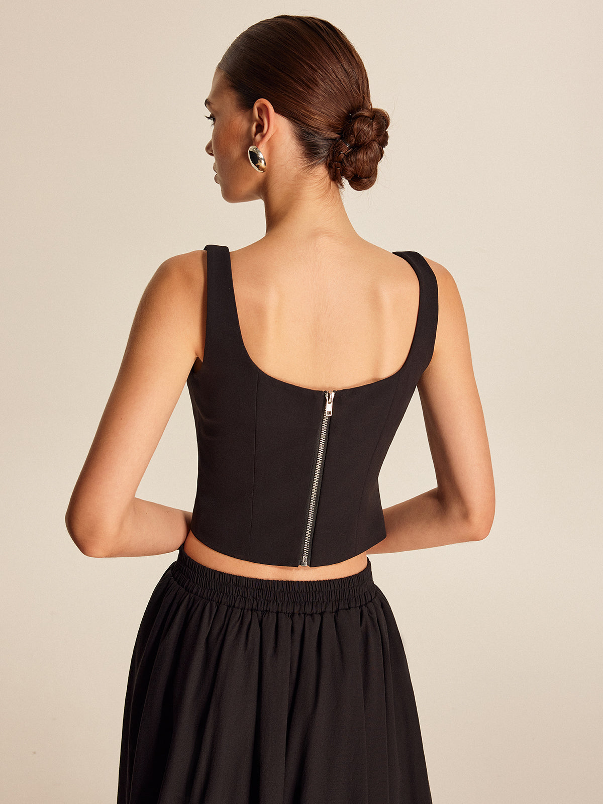Floral Crystal Back Zipper Top - Chic Rio