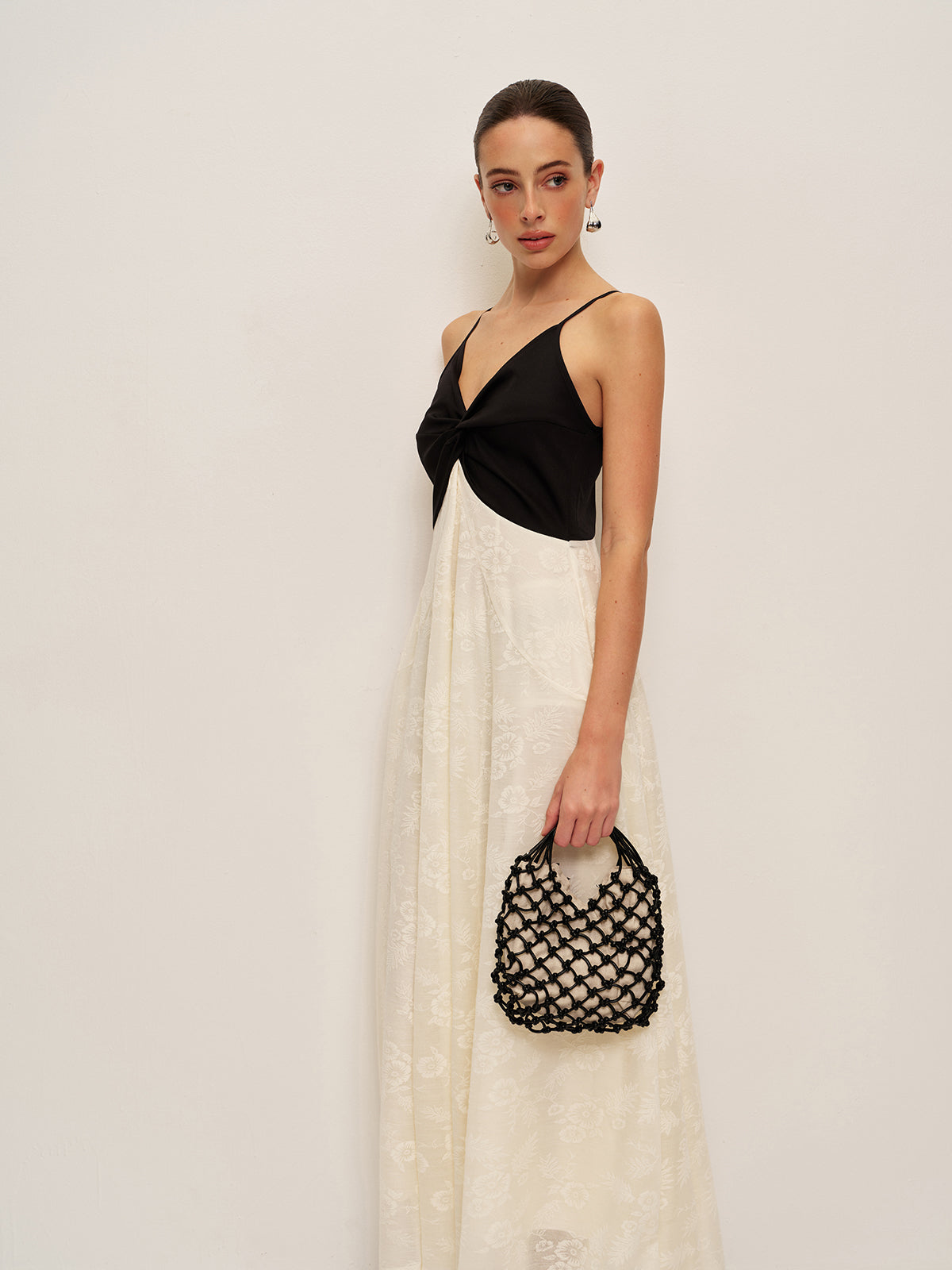 Two-Tone Twist-Front Cami Dress - Chic Rio