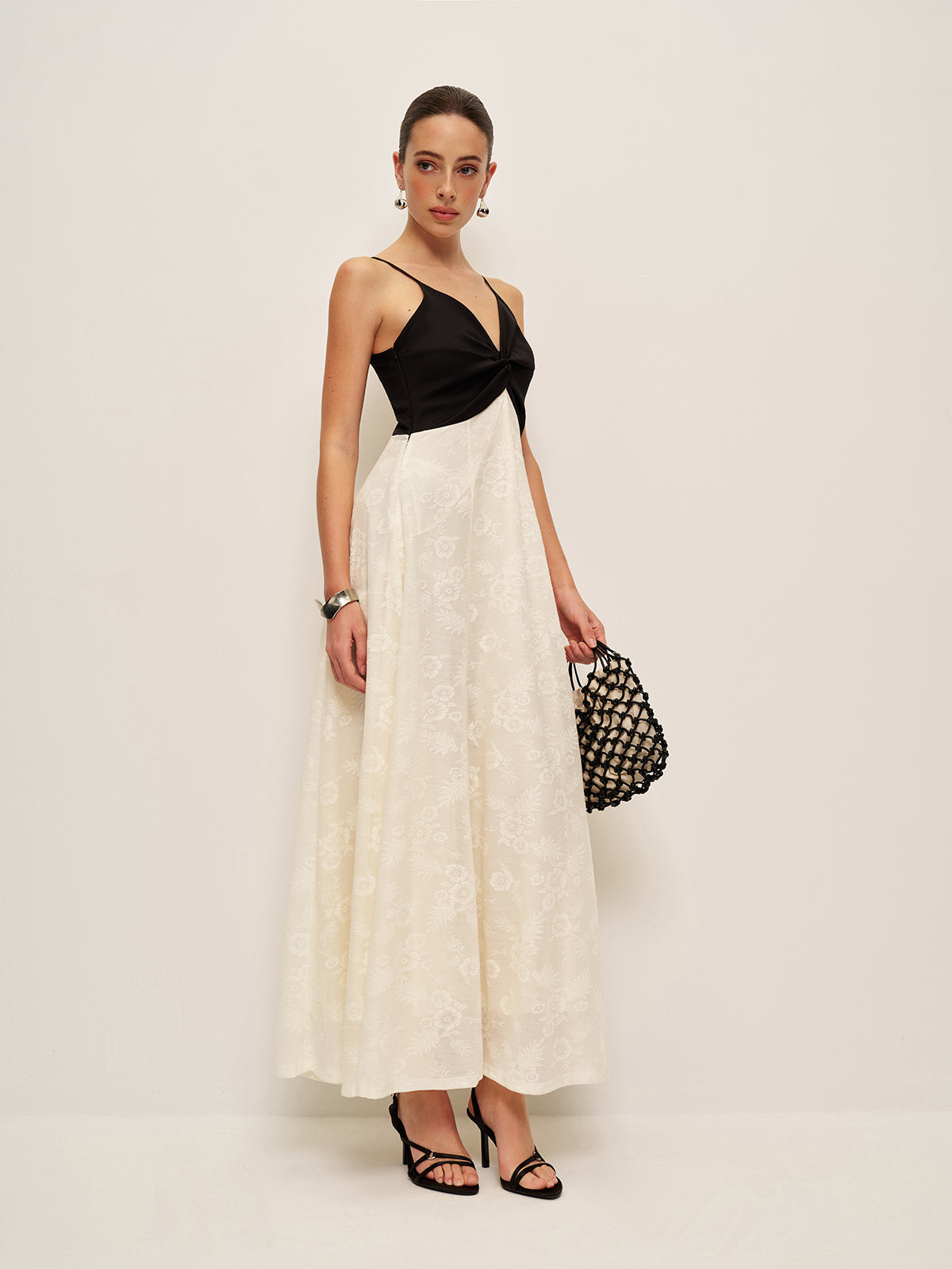 Two-Tone Twist-Front Cami Dress - Chic Rio
