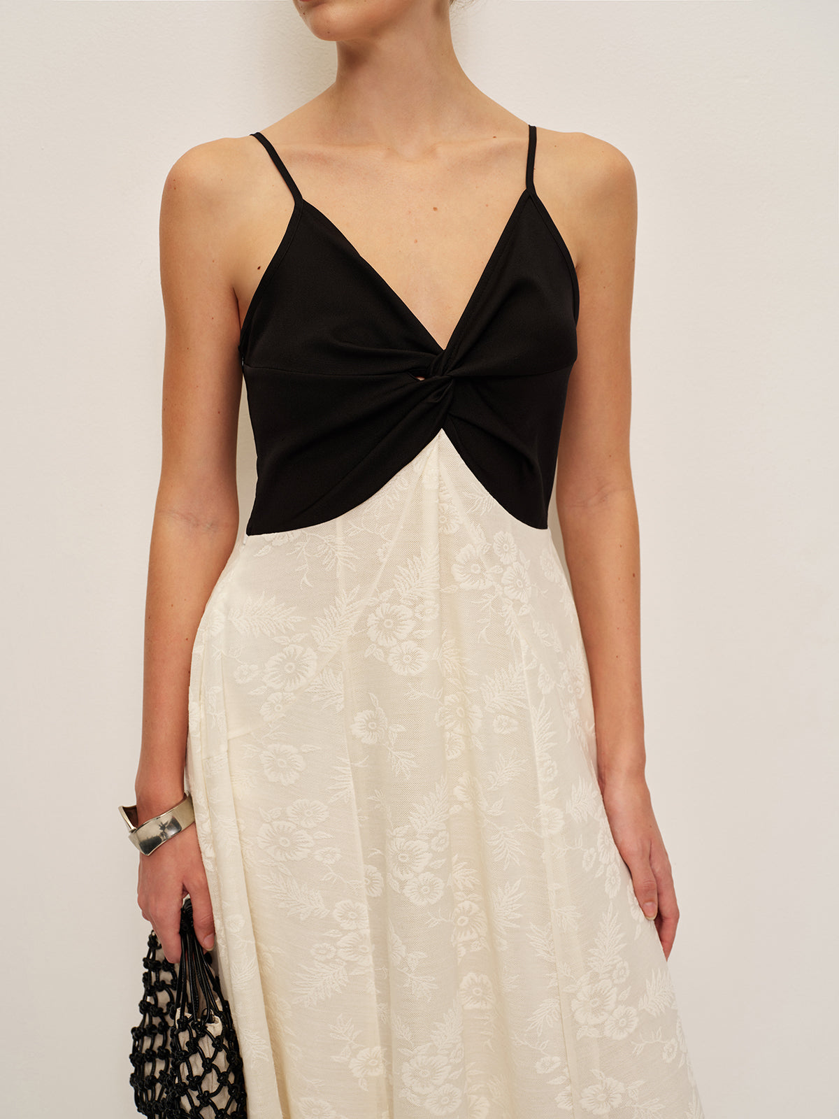 Two-Tone Twist-Front Cami Dress - Chic Rio