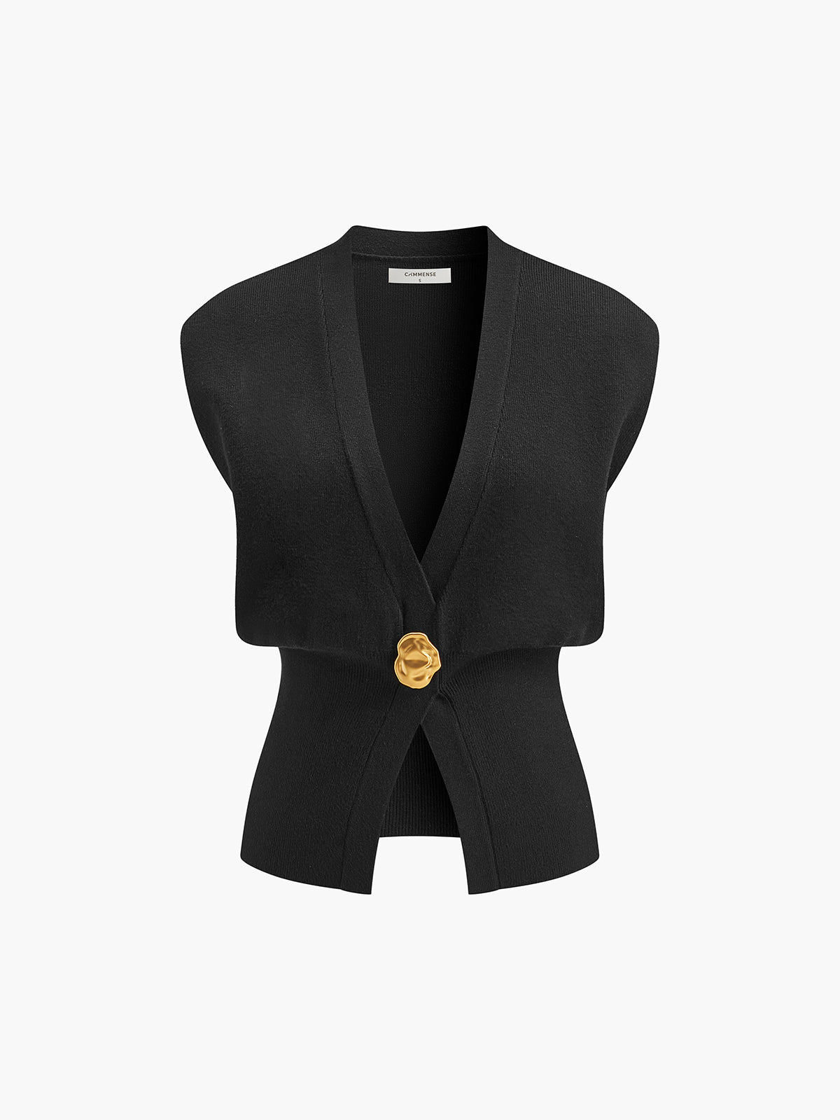 V-Neck Buttoned Detail Sweater Vest - Chic Rio